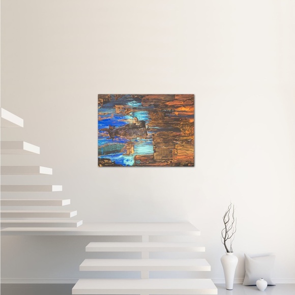 On the lake, creepy, morbid, haunted lake, dark, large size original painting - Picture 3 of 5